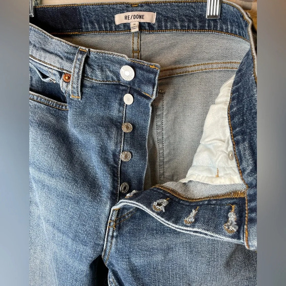 Re/Done 90's High Rise Ankle Crop Blue Jeans in Mid 70s Color Size 28 - Picture 7 of 12